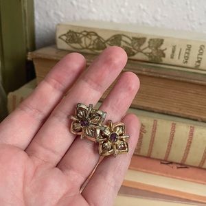 Lavender and Gold Flower Screw-on Earrings